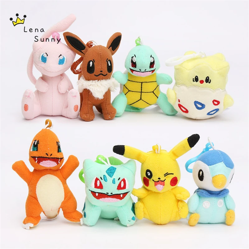 8ピース セットトゲピーミュウポッチャマフシギダネイーブイゼニガメヒトカゲぬいぐるみ ぬいぐるみ人形キーホルダーフック Aliexpress