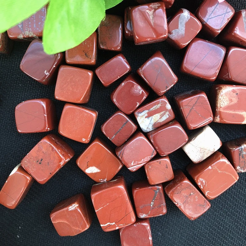 5Pieces Cube Red Jasper Tumbled Stone Natural Rock Mineral Polishing