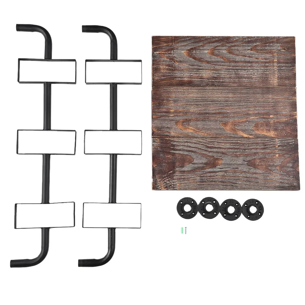 3-الطبقة حديد صناعي الأنابيب جدار رفوف ألواح خشبية DIY سلم خزانة التخزين رف معلق للحمام المطبخ ديكور المنزل 3-الطبقة حديد صناعي الأنابيب جدار رفوف ألواح خشبية DIY سلم خزانة التخزين رف معلق للحمام المطبخ ديكور المنزل