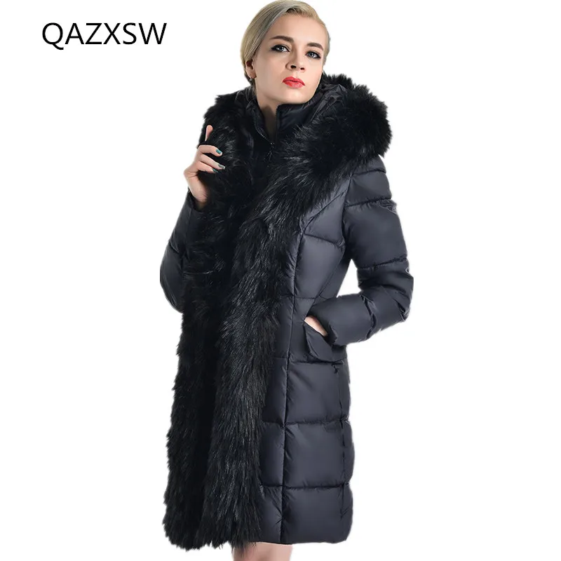 Grand Section Slim Manteau Femmes Hiver Chaud Col Coton Fourrure Dq227 Extérieur À Veste De 2018 Longue Nouveau Capuchon Épais qp6xw8XX