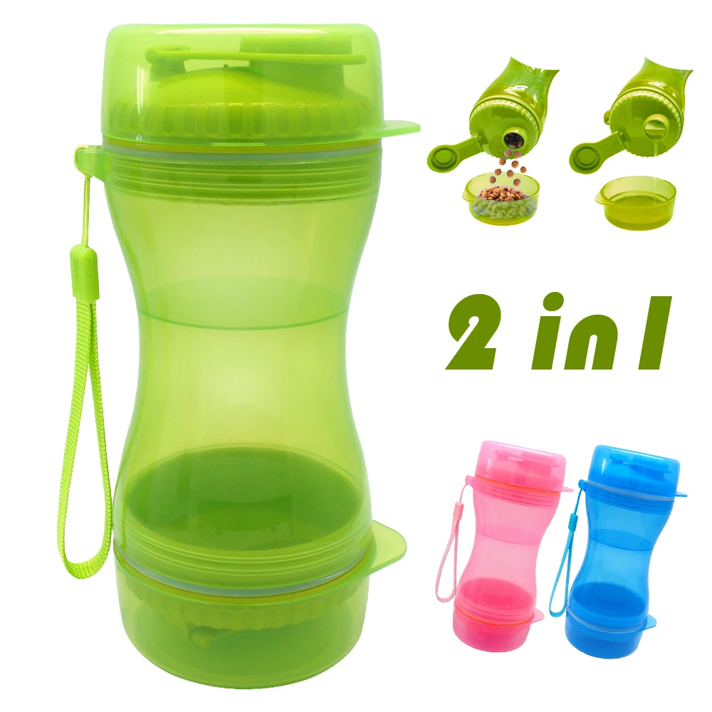 

2 in 1 Portable Pet Dog Water Bottle Food Container For Small Large Dogs Travel Drinking Bowl Outdoor Pet Water Dispenser Feeder