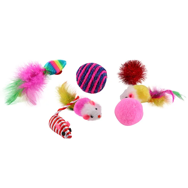 16 Pcs Soft Fleece False Mouse Cat Toys Colorful Feather Funny Mini Playing Mouse Toys Gift For Cats Kitten Balls Toys