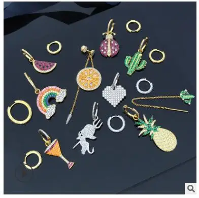 

women 925 silver micro inlaid zircon earrings girls rainbow earrings love silver earrings necklace sets