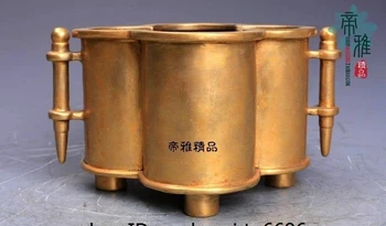 

China Buddhism Pure Copper 24K Gold Gild Silver-gilt Plum Incense Burner Censer
