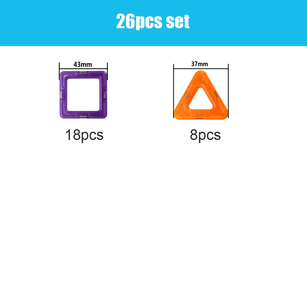 Мини размер 3D Магнитные строительные блоки игрушки Магнитный конструктор Строительный набор DIY Развивающие детские игрушки для подарков - Цвет: 26pcs set
