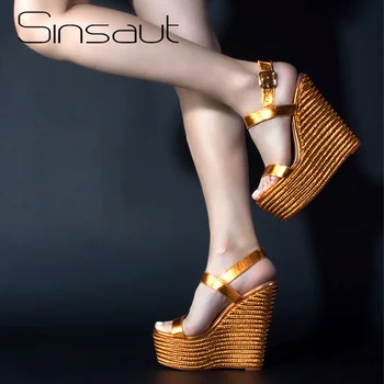 

Sinsaut Women Shoes sandalias Platform Sandals High Heels Shoes Ankle Strap Ladies Sandals Party Dress Sandals Caramel