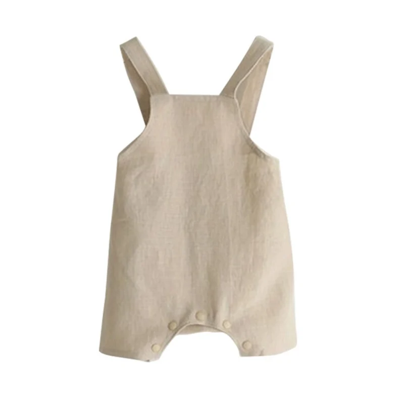 

2 Colors 2017 Summer Cotton&Linen Baby Girl Romper Solid Color Suspender Overalls Infant Boy Jumpsuit Baby Clothes M/L