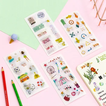 

6pcs Creative Kawaii Butterfly Succulent Plants Sticky Paper Cute Decorative Stickers for Diary Photo Album Scrapbooking Student