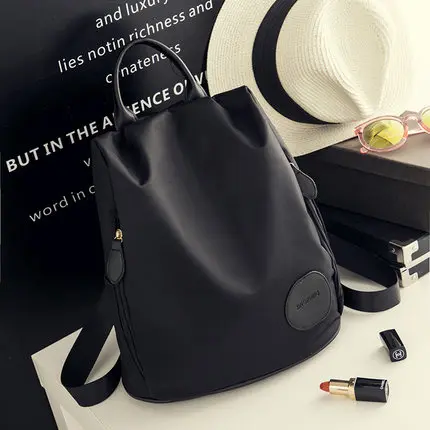 Женская уличная мода, сумки для девушек, повседневный водонепроницаемый рюкзак для девушек-подростков, нейлоновая сумка из ткани Оксфорд, черный, фиолетовый, Mochilas - Цвет: Black