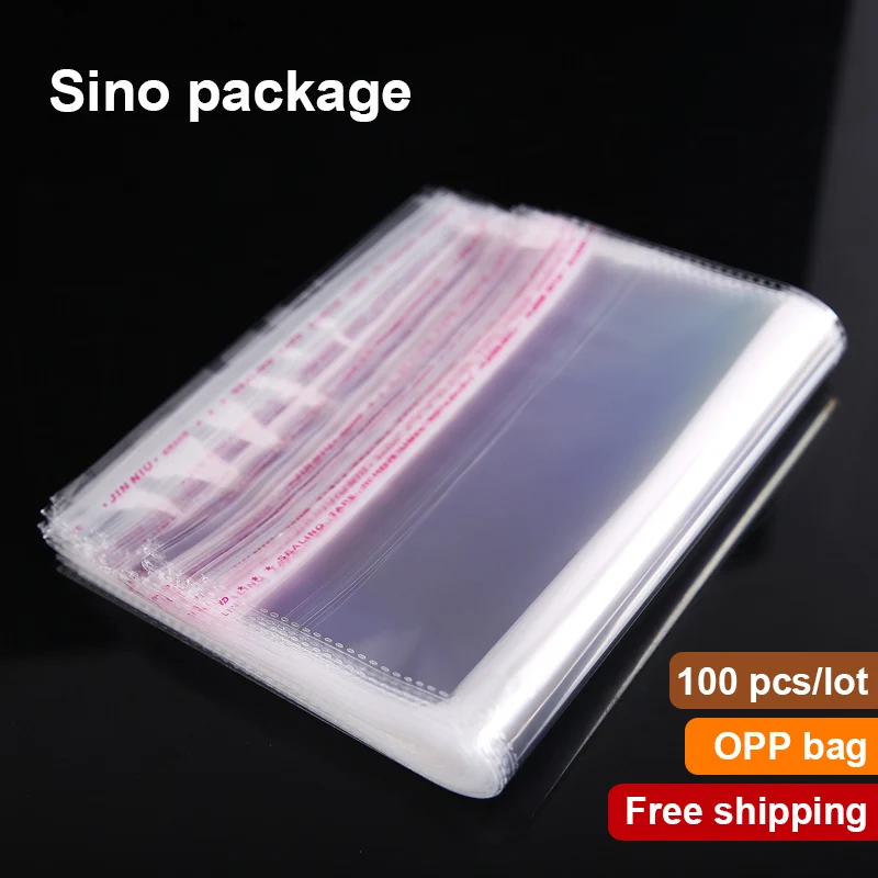 100PCS Clear Resealable Cellophane/BOPP/Poly Transparent Plastic Bags For Storage Self Adhesive Seal free shipping