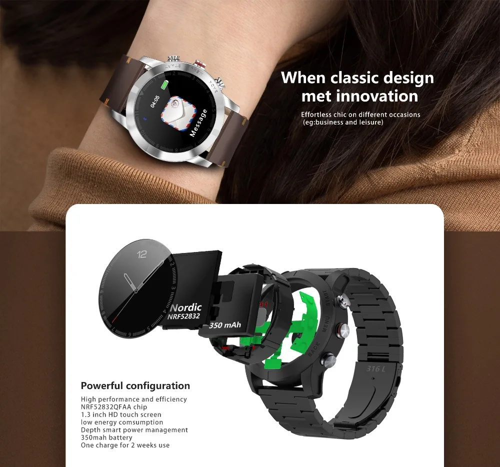 -3 Montre intelligente IP68 étanche Bluetooth 4.2
