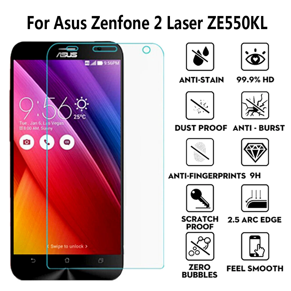 

2Pcs Tempered Glass For Asus Zenfone 2 Laser ZE550KL Screen Protector Flim Protective Glass For Asus Z00LD ZE ZE550 550 550KL KL