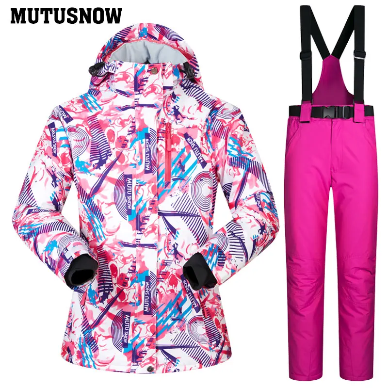 المرأة بدلة تزلج الشتاء تزلج جاكيت وسروال الإناث للماء يندبروف تنفس مجموعات الثلوج التزلج على الجليد الدعاوى الماركات