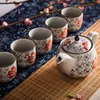 Yamada – théière colorée peinte à la main, de style japonais, sous glaçure, avec un Pot et cinq tasses, service à thé pour Thanksgiving ► Photo 3/5