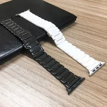 Черно-белая керамика ремешок для наручных часов Apple Watch Series 5 4 3 2 1 полоса 40/44/38 мм/42 мм браслет для наручных часов iWatch, браслет часы ремень