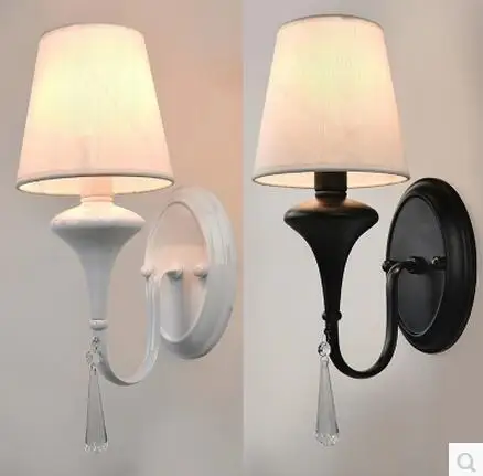 

Simple Modern Stainless Steel LED Wall Lamp Lights Fixtures Fabric Lampshade Crystal Wall Sconce Wandlamp Arandela Lampara Pared