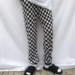 Корейский Ретро стиль черные и белые брюки в клетку новые летние модные уличные мужские и женские брюки ins