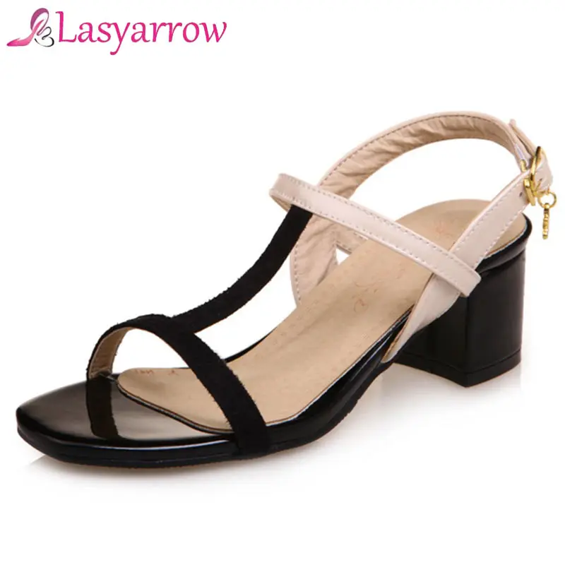 Lasyarrow 2018 New Thick with Sandals Female Summer Open Toe Buckle Roman Shoes Mixed Colors Med-heeled Women Chunky Sandals Lasyarrow 2018 New Thick with Sandals Female Summer Open Toe Buckle Roman Shoes Mixed Colors Med-heeled Women Chunky Sandals