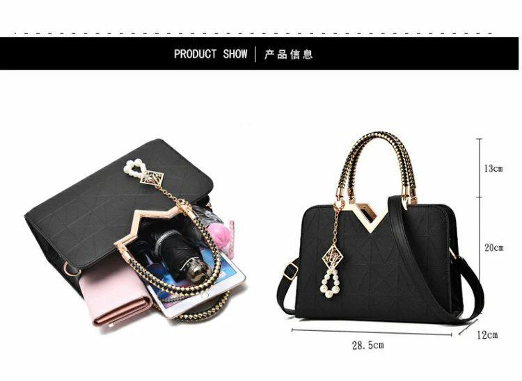 Women's Luxury Designer PU Leather Shell Tote Famous Brand Handbag for Women 2019 Lady Office Black White Crossbody Shoulder Bag (7)