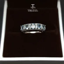 TBJ, простое и классическое кольцо с натуральным хорошим цветом, бразильское кольцо с аквамариновым камнем из стерлингового серебра 925 пробы для женщин в подарок