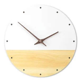 

Nordic Wood Quartz Yellow Wall Clock Living Room Creative Half Silent Digital Clocks Women Bedroom Reloj Pared Home Clock 50w357