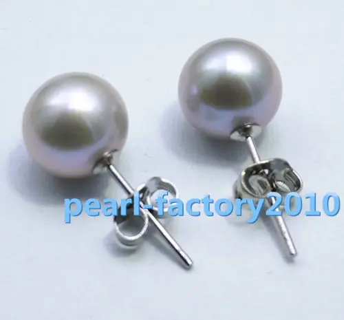 

natural 10 MM AAA south sea gray pearl earrings yellow gold 14 white gold stud