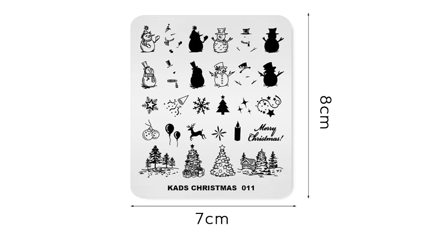 KADS Рождество 011 шаблон пластины для штамповки ногтей шаблоны для ногтей шаблон изображения инструменты для печати DIY маникюрные трафареты
