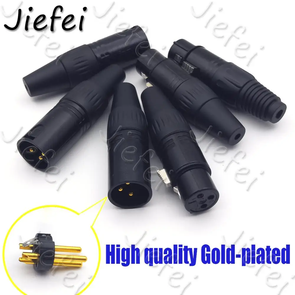 

20Set high quality Gold plated XLR 3Pin Audio Microphone Cable Connector Black Male + Female MIC Plug Cable Connect XLR Adapter
