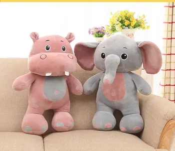 

about 40cm cartoon elephant, hippoe,rhinoceros plush toy soft cotton doll children's toy birthday gift w1749