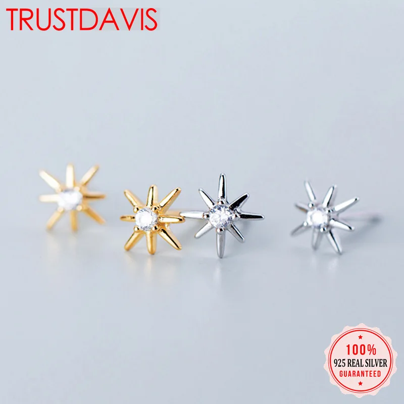 

Trusta 100% 925 Sterling Silver Stud Earrings Star Ray New Style Fine Real Silver Jewelry for Daughter Birthday Gift DS1350