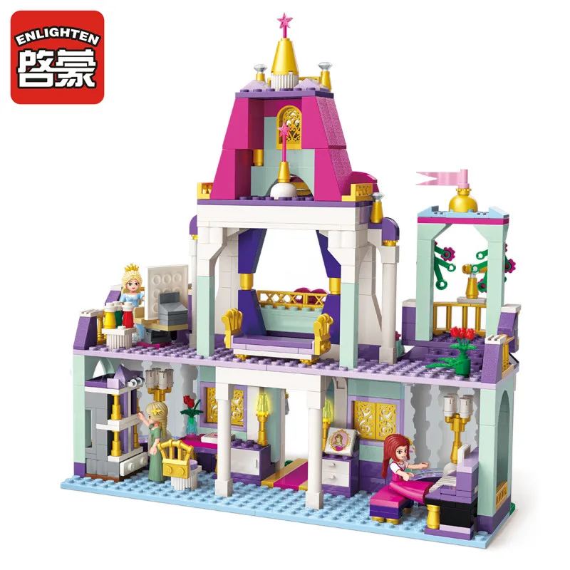 Обучающий строительный блок для девочек, друзья, принцесса, Leah, школа королевской мудростью, 4 фигурки, 628 обучающие игрушки для девочек, без коробки