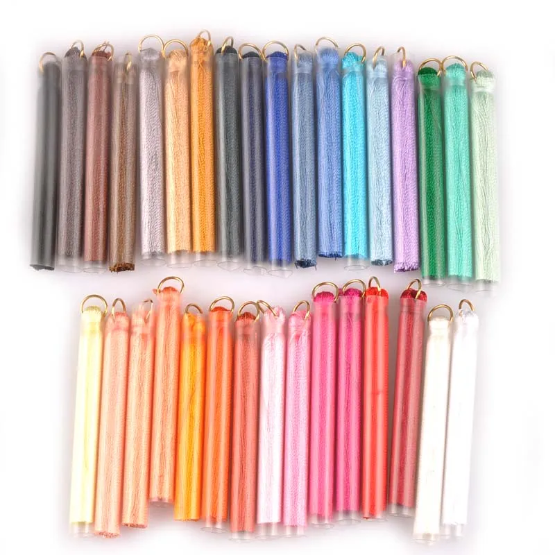 

4Pcs 33 Colors Tassel Fringe Trim For Earrings Accessories Garment Sewing Charms Pendant DIY Handmade Jewelry 67x7mm C2136