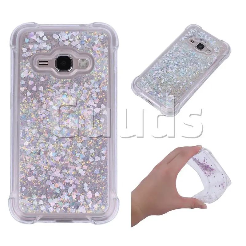 Dynamic Liquid Glitter Sand Quicksand Star TPU Case for Samsung Galaxy J1 2016 J120 - Silver
