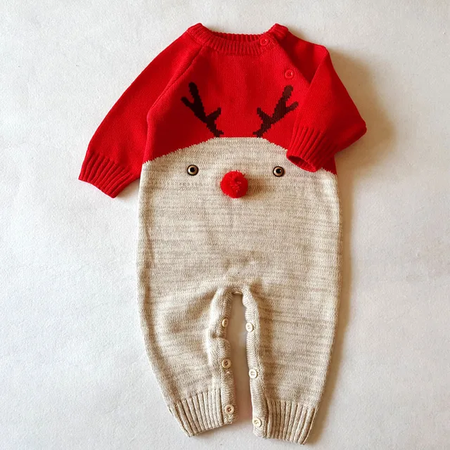 2018 Newborn Baby Boy Clothes Christmas Baby Knitted Romper Autumn