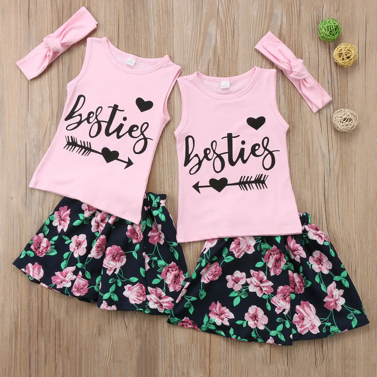 

IMCUTE Toddler Kids Girl three Piece Clothes Set Besties Tee Tops Party Princess Dress Outfits Set
