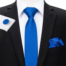 Hi-Tie, известный бренд, 5,5 см, тонкий галстук для колледжа, студента, синий однотонный узор, повседневный стиль, узкий галстук, набор, костюм, Свадебная вечеринка