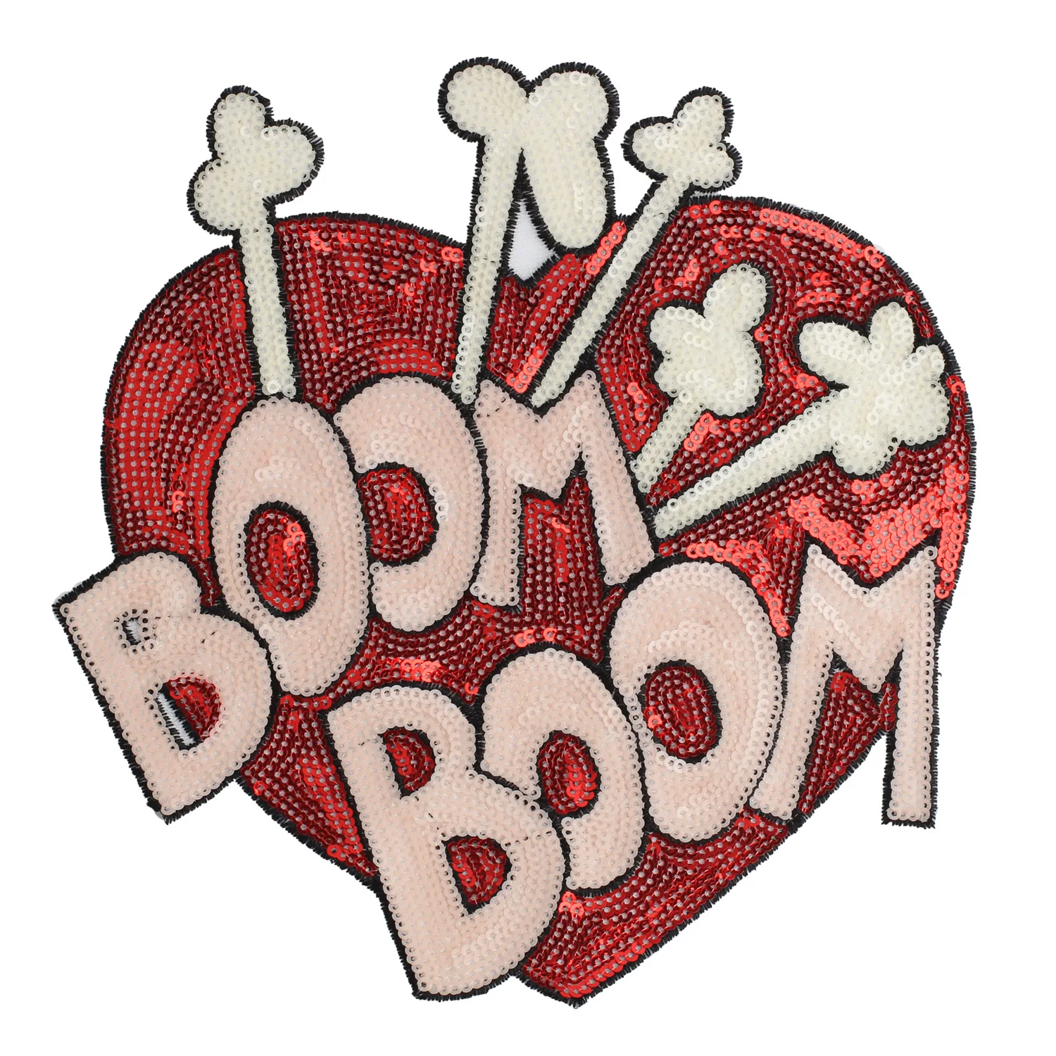 

Cartoon Big Heart Sequin Applique Patches for Clothing Diy Letter Boom Embroidery Clothes Badges Accessories Jeans Decoration
