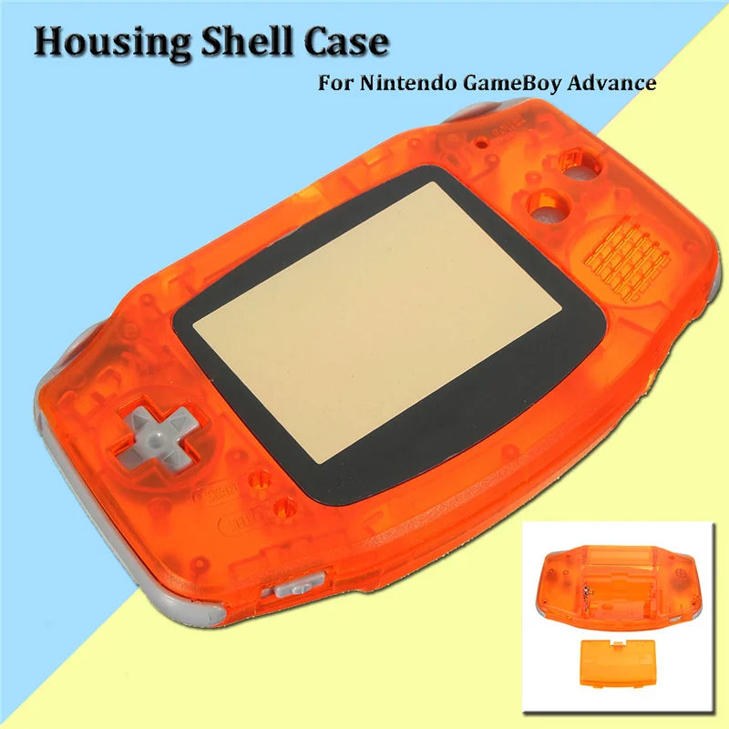 For GBA Transparent Orange Clear Full Set Housing Shell Case Cover Frame Repair Parts For Nintendo For GameBoy Advance