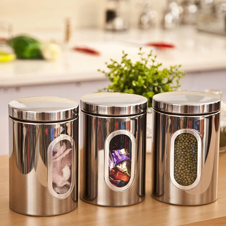 Free Shipping Stainless Steel Kitchen Storage Containers Very Good Free Shipping Stainless Steel Kitchen Storage Containers Very Good Quality Vacuum Tea Caddy Translucent Food Jar Three A Set In Bottles Jars From