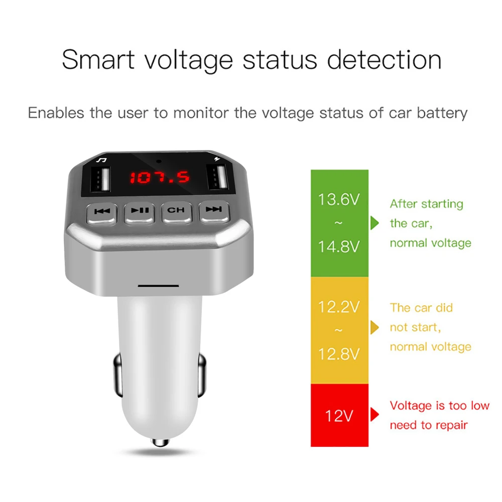 Fm-передатчик 3.1A Dual USB зарядное устройство Bluetooth Handsfree автомобильный комплект напряжение ЖК-дисплей беспроводной аудио приемник MP3 плеер