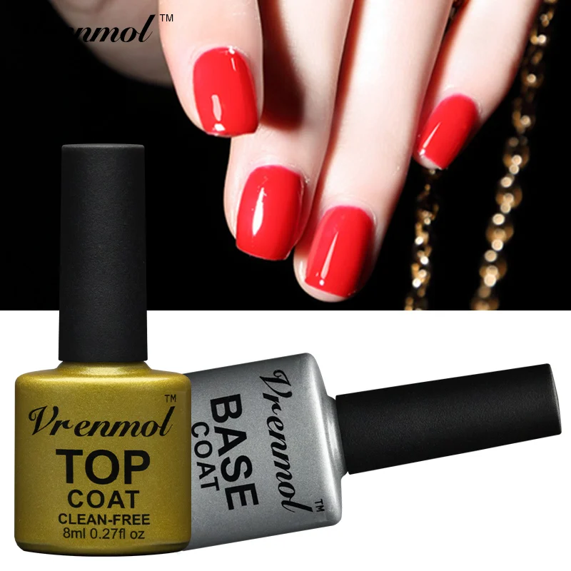 

Vrenmol No Clean LAK Top Base Coat Varnish Top It Off Base Coat Foundation Transparent Gel Lacquer Long Lasting Nail Gel Polish