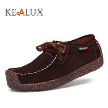 

Kealux Spring Fashion Women Casual Lace Up Flat Shoes Outdoor Platform Shoes Zapatos Mujer Elegant Suede Soft Chaussures Femme
