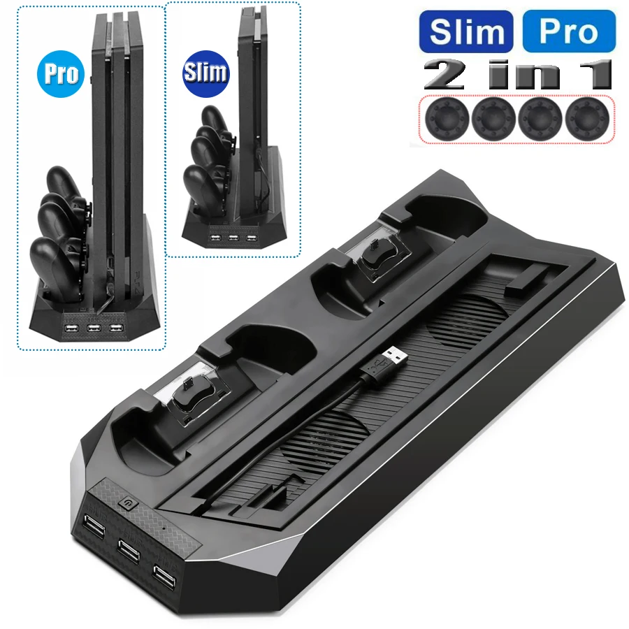 PS4 Slim/PRO 2 in 1 Vertical Cooling Stand with Dual Joypad Charging