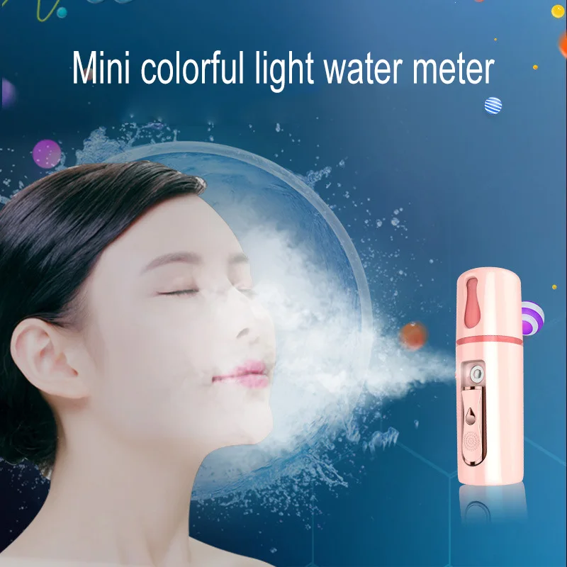 

2019 1 Pcs Mini Face Spray Humidifier Nano Facial Steamer USB Charging Hydrating LED Sprayer