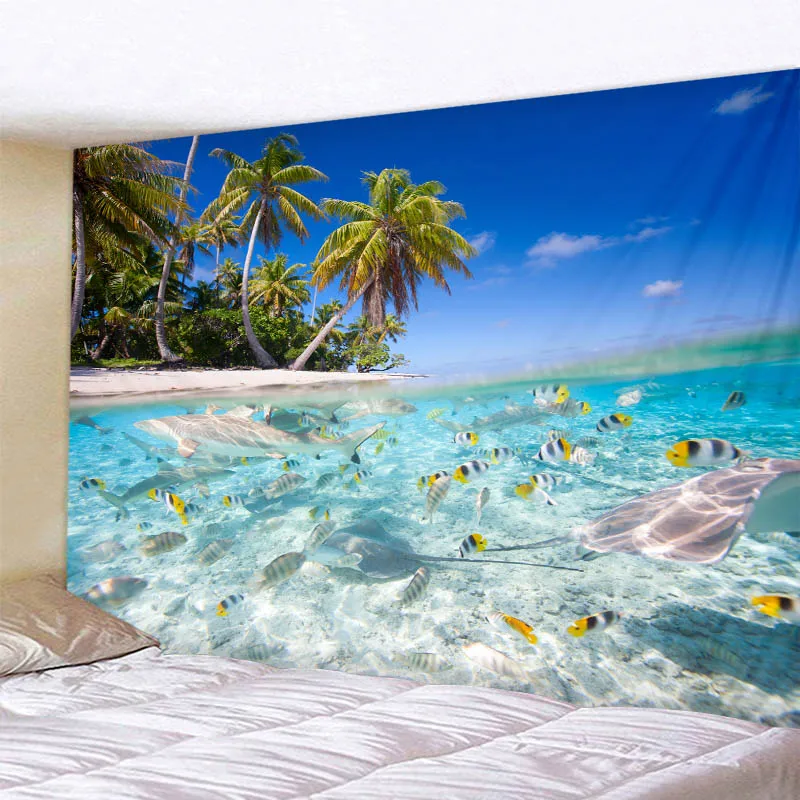 

The beach sea gull Scenic Tapestry And Sandy Beach Picnic Towel