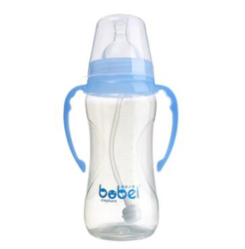 180 мл/240 мл/280 мл для новорожденных детей, бутылочка для кормления молока, полипропиленовая Бутылочка с силиконовой соской, антипылезащитный чехол и пластиковая антигорячая ручка - Цвет: BP1030blue280ml