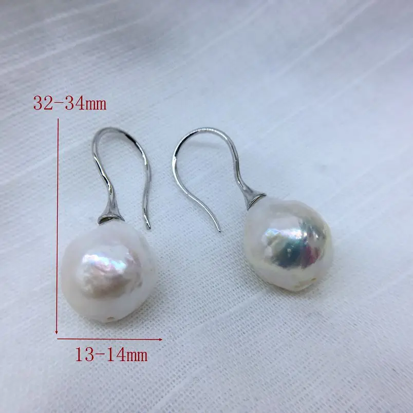 Women's Earrings White Baroque Pearls Irregular Shape 925 Sterling Silver Fish Hook Earrings Pearl Earrings Gifts for Girls