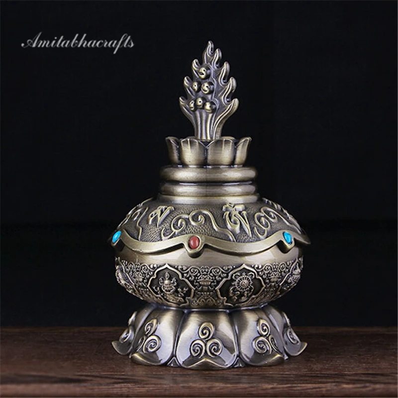 

Exquisite Eight treasure auspicious Bronze Bottle Buddhism Dragon engraving King Kong Instrument Buddhist Ornaments Free ship