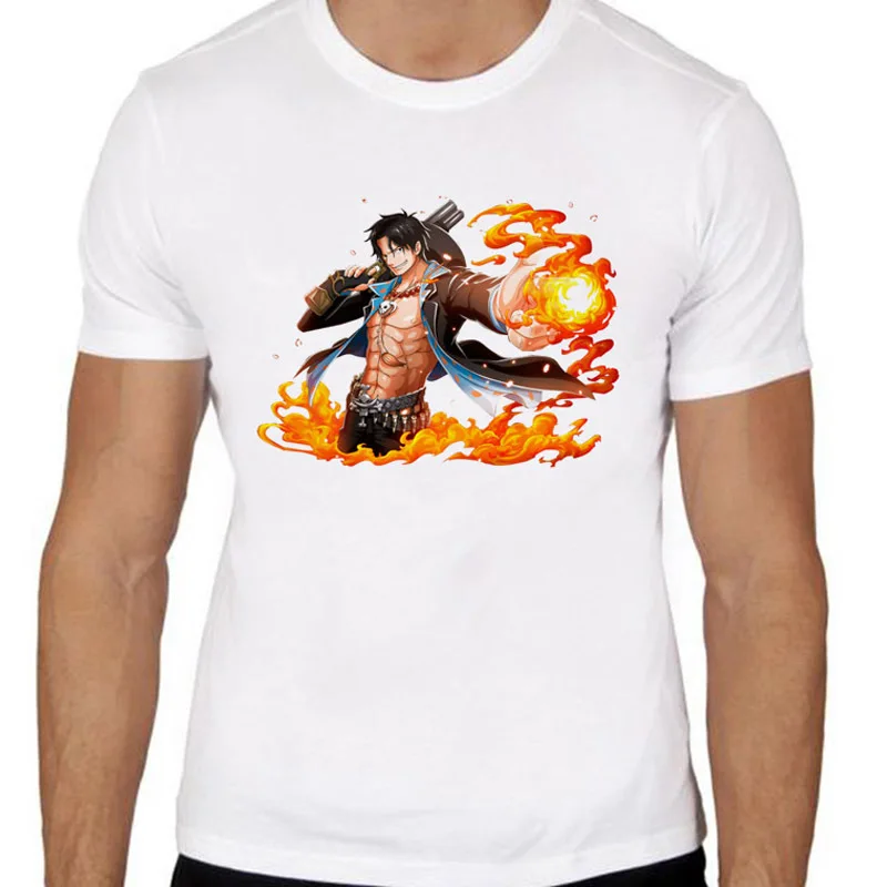 One Piece Ace t shirt Men Print T Shirts Fashion Print T Shirts male O