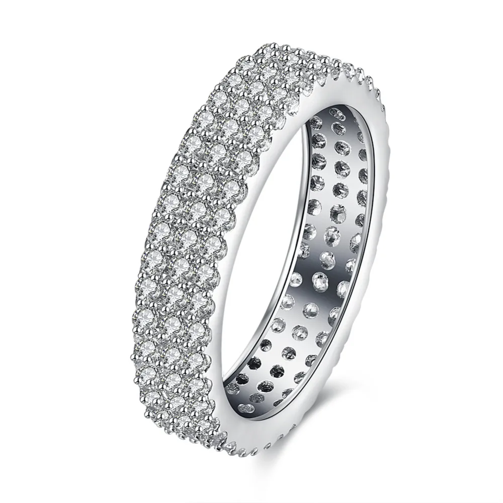 3mm 5mm Eternity Rings for Women White Gold Color Micro Pave CZ Crystal